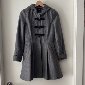 ASOS Petite 61% Wool Charcoal Toggle Coat US 2 Hooded